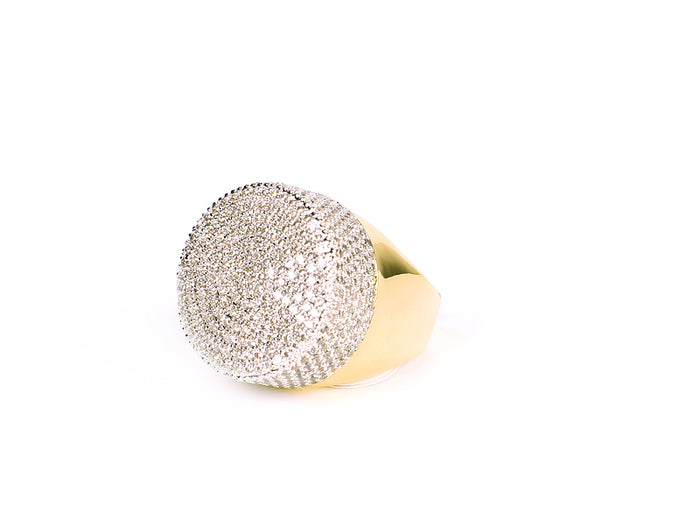 iced out ring diamond micro pave vvs yellow gold affordable hip hop jewelry