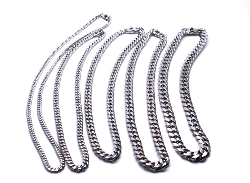 Plain Cuban link chain - White Gold