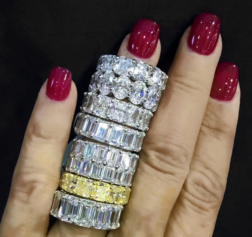 Emerald Cut vvs diamond Eternity Ring custom made ifandco