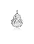 Nano laughing buhhda iced out border pendant necklace chain 