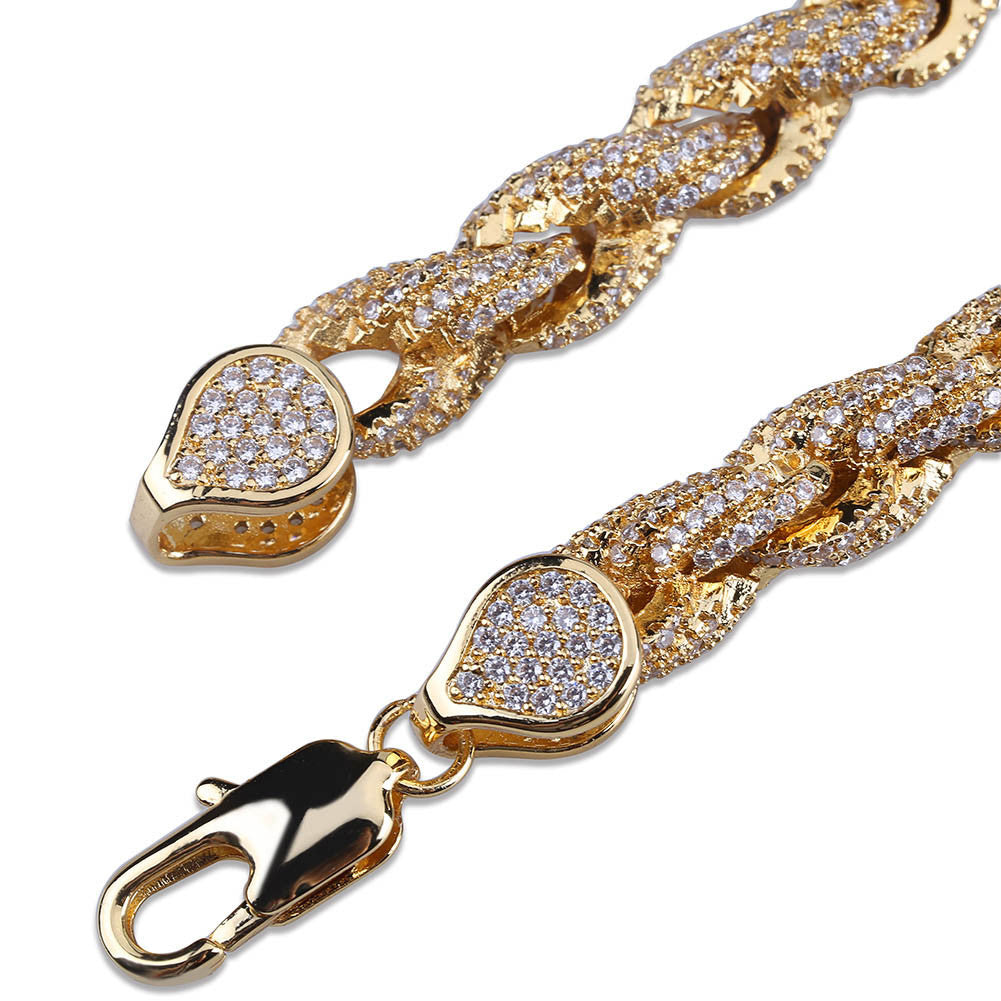 Iced Out Rope link Bracelet 8mm