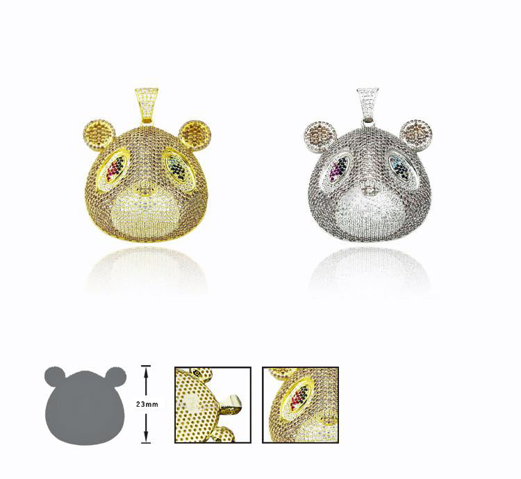 Kanye West college dropout bear pendant with Rope chain necklace in Silver
