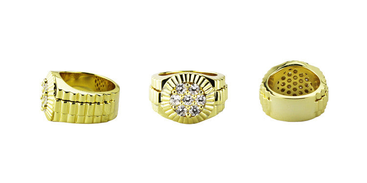 Gold Presidential Ring with 7 round diamonds
