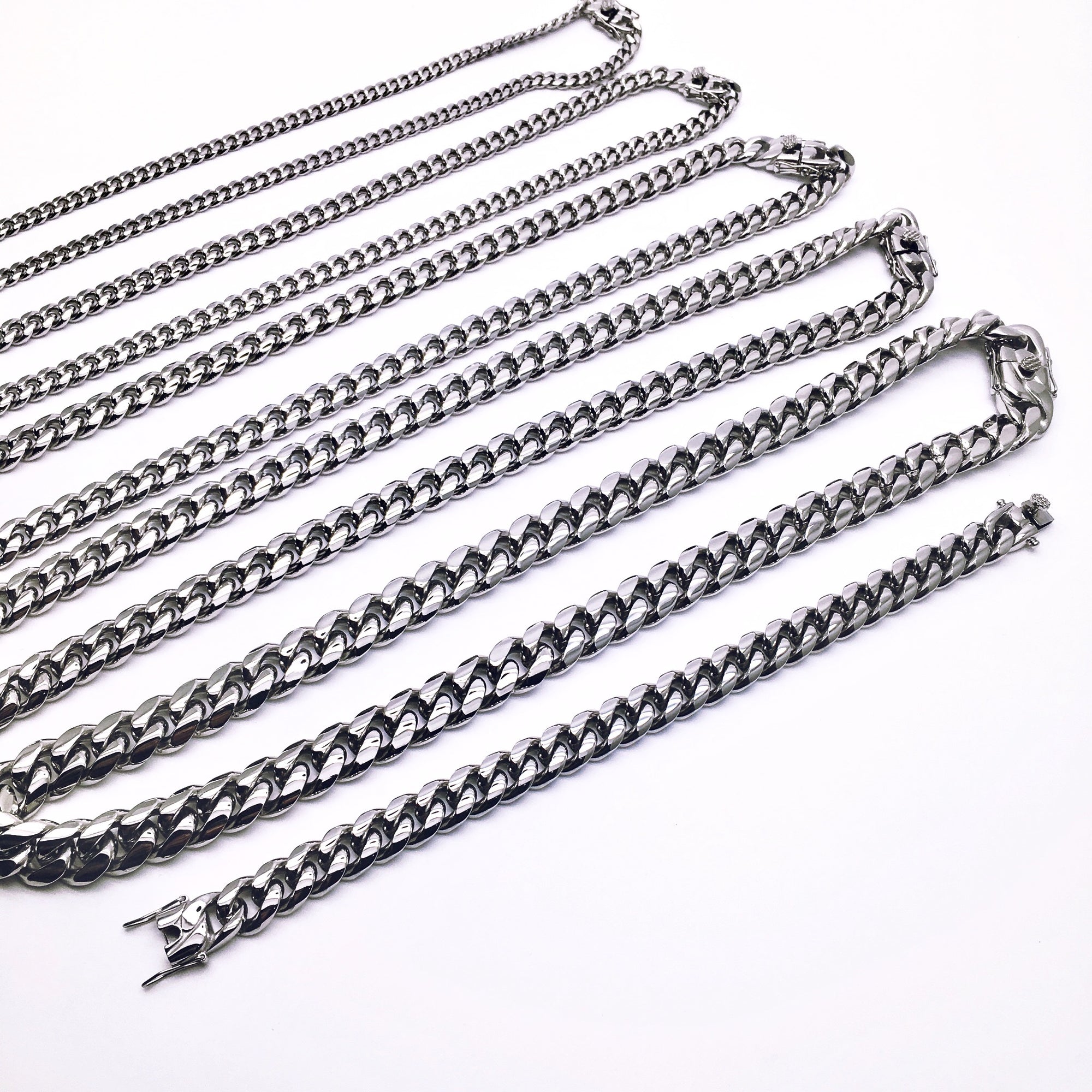 Plain Cuban link chain - White Gold