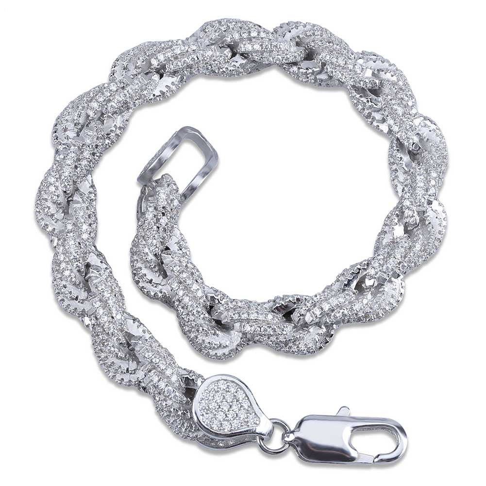 Iced Out Rope link Bracelet 8mm