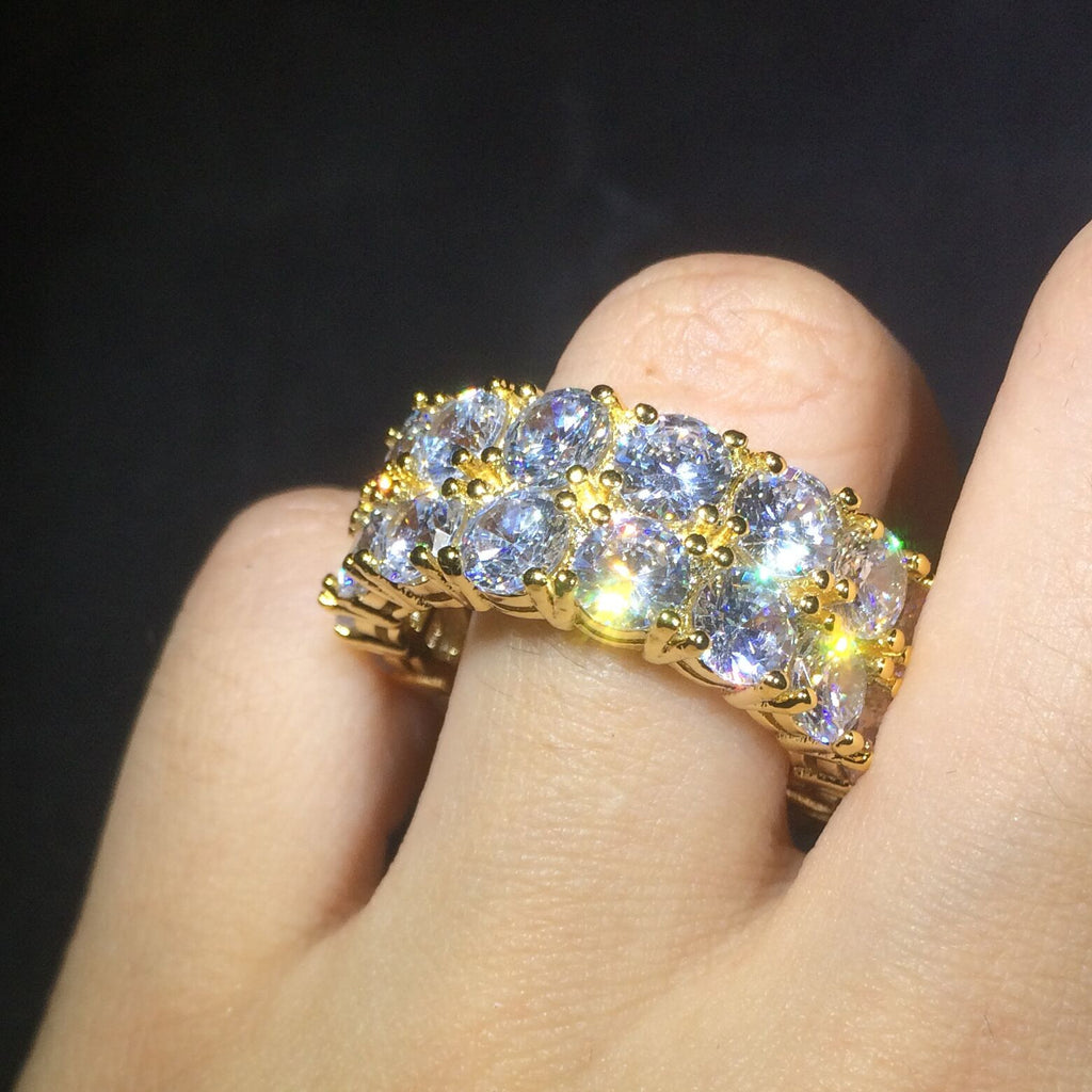 Round stone fully iced out ring diamond eternity affordable high end ring jewelry