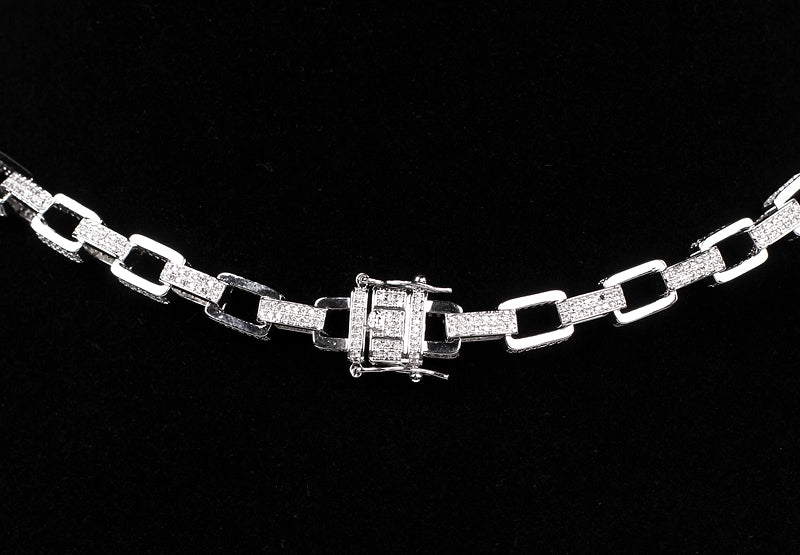 hermes link blue mink drake diamond necklace chain iced out shopgld