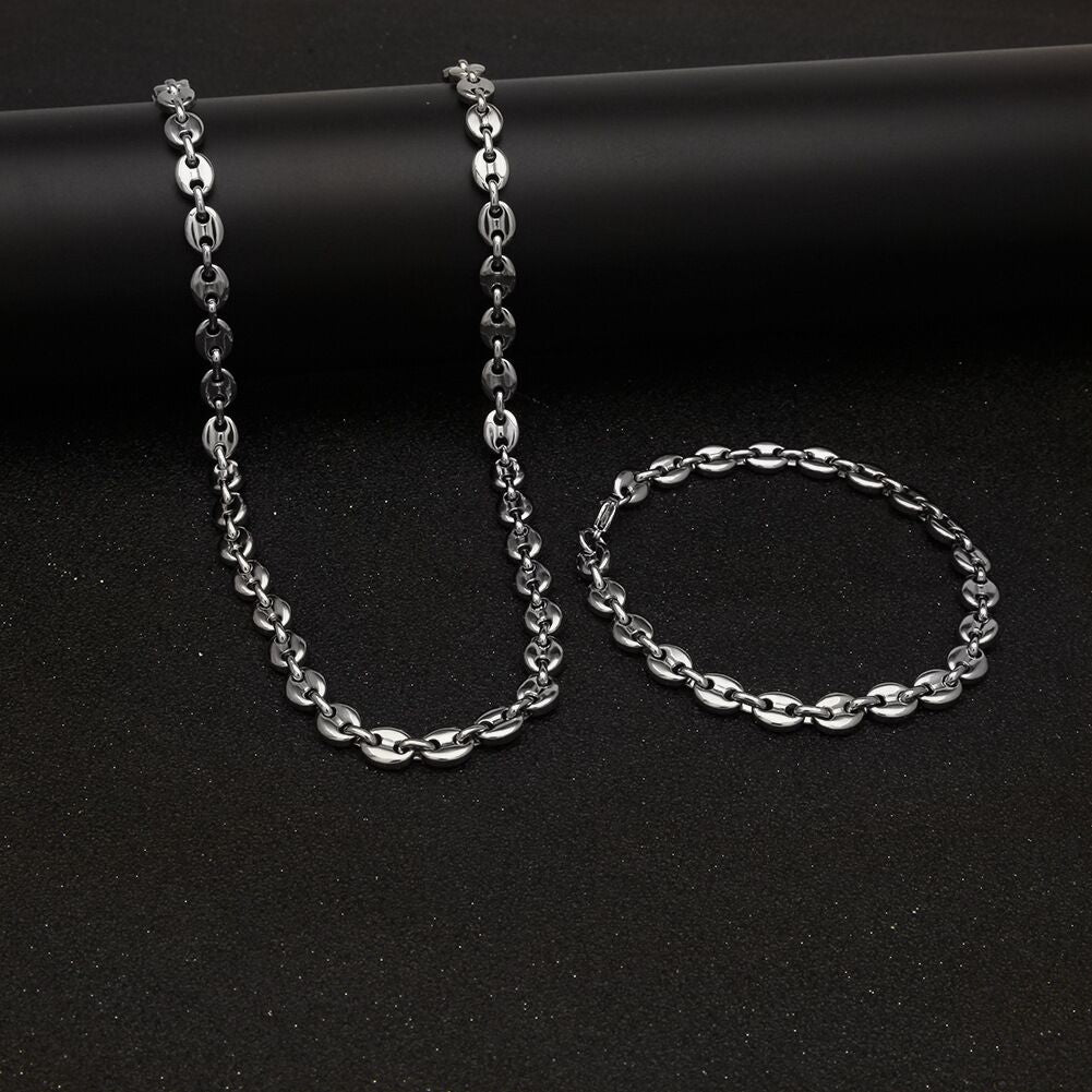 plain solid gucci link 8mm necklace chain bracelet white gold yellow gold affordable hip hop jewelry