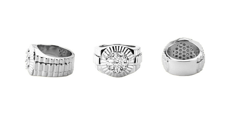 Silver Presidential Ring with 7 round diamonds
