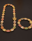 Iced out gucci link single row 13mm necklace/bracelet chain multicolored