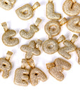 Custom Bubble Letters Initial 14k Gold Finish A-Z Alphabet Full Iced Out