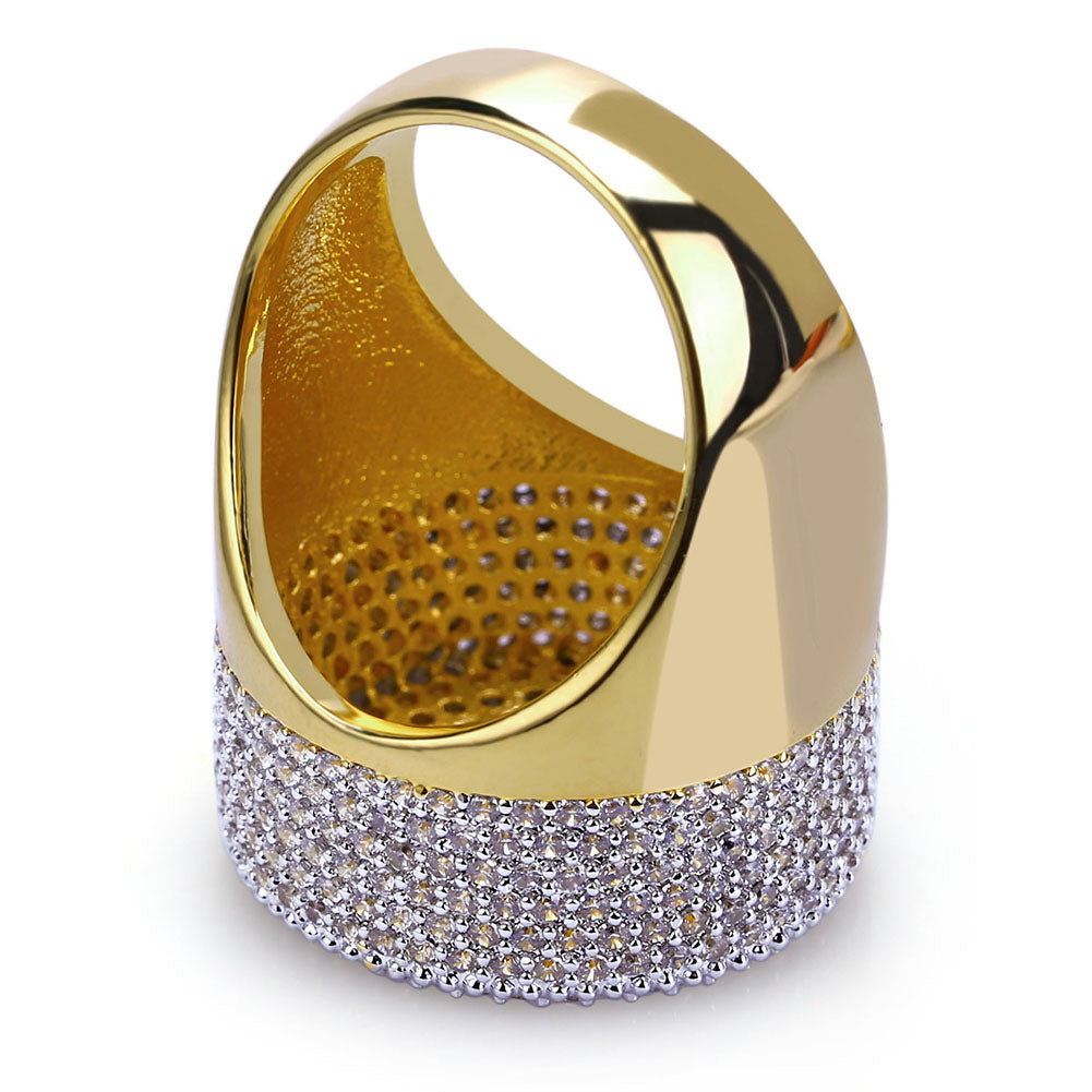 iced out ring diamond micro pave vvs yellow gold affordable hip hop jewelry