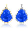 Micro Laughing Buddha pendant with iced border blue jade