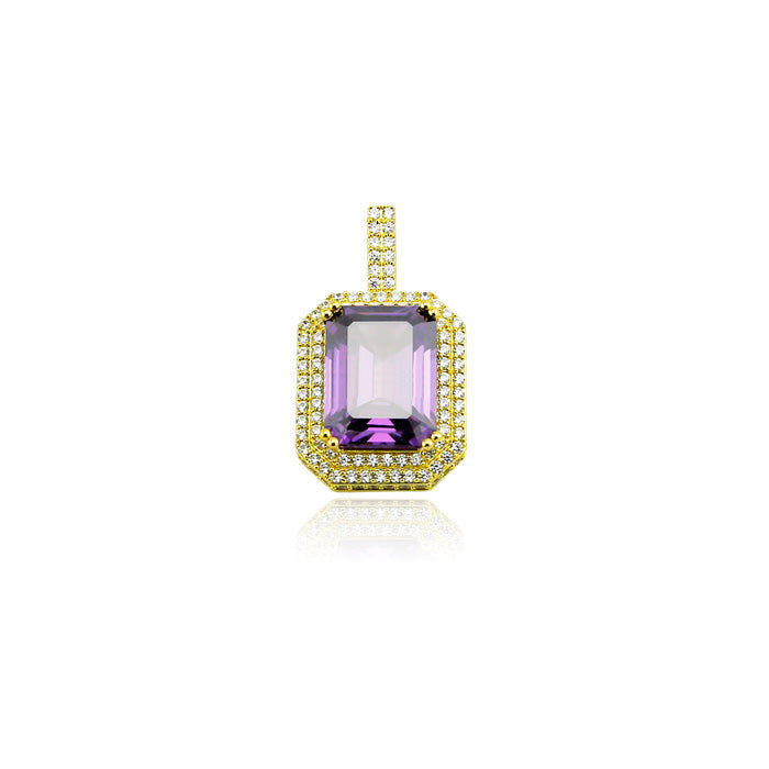gemstone amethyst pendant silver gem necklace chain