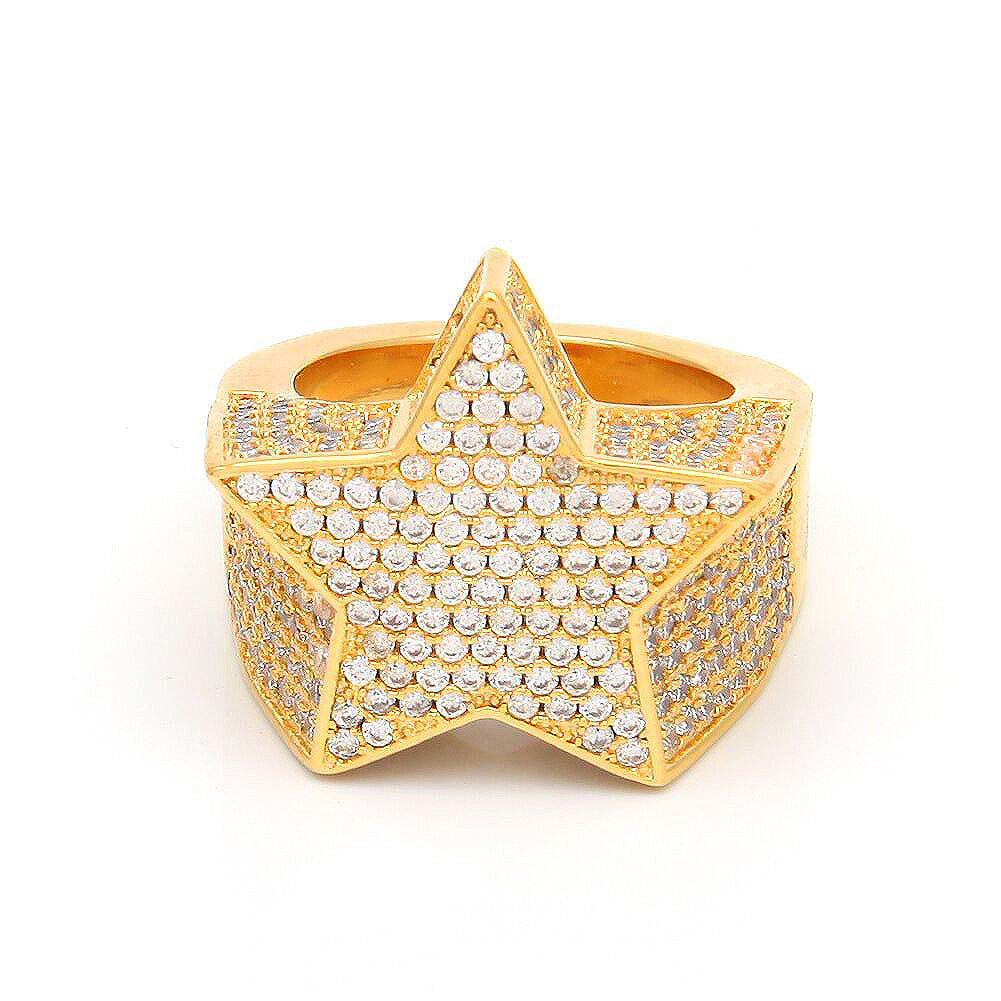 Migos star ring fully iced out 3D White gold SILVER men ring affordable jewelry