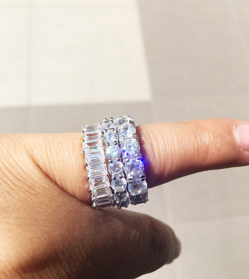 Round stone fully iced out ring diamond eternity affordable high end ring jewelry