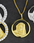 Mirco Virgin Mary MEDALLION ifandco pendant necklace free chain hip hop