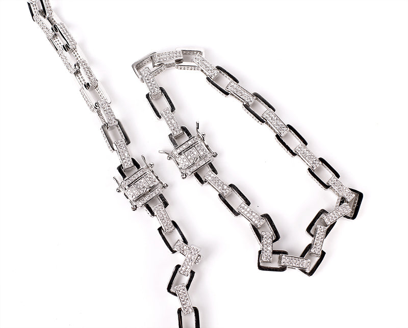 hermes link blue mink drake diamond necklace chain iced out shopgld