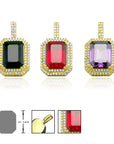 gemstone amethyst pendant silver gem necklace chain