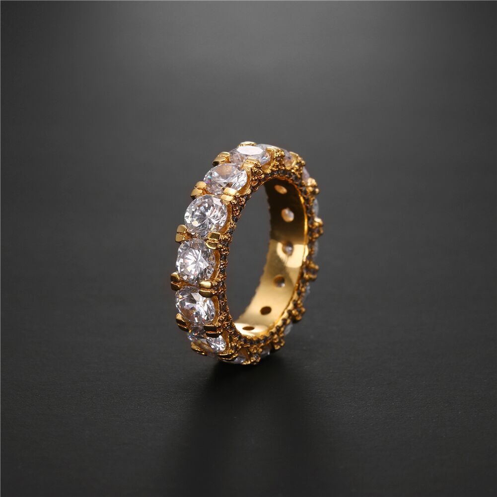 Round stone fully iced out ring diamond eternity affordable high end ring jewelry