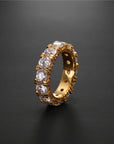 Round stone fully iced out ring diamond eternity affordable high end ring jewelry