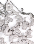 Custom Bubble Letters Initial White Gold Finish A-Z Alphabet Full Iced Out 14k
