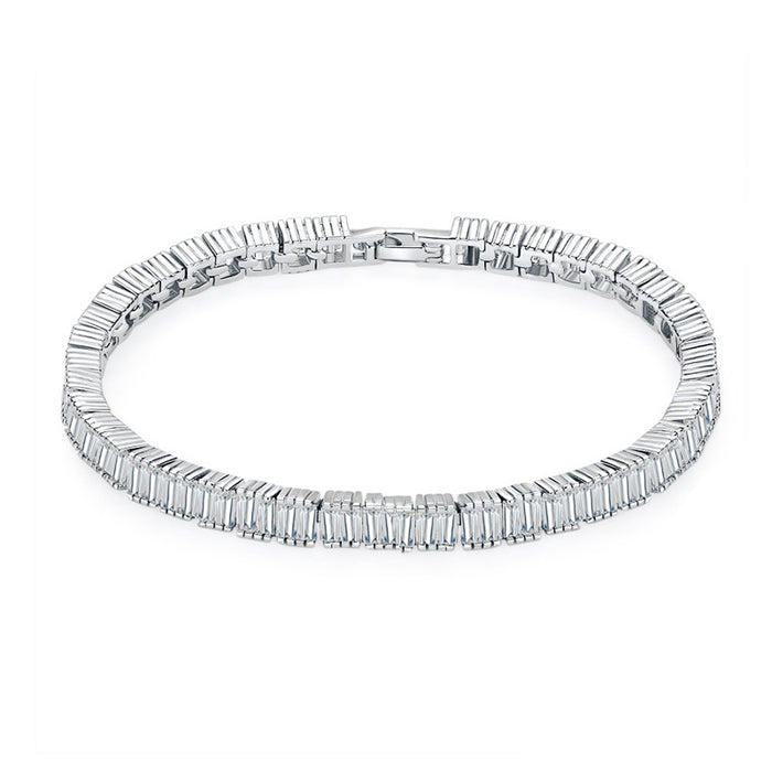 iced out 925 silver tennis link chain baguette stones cuban link shopgld