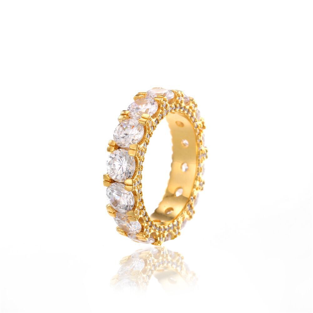 Round stone fully iced ring