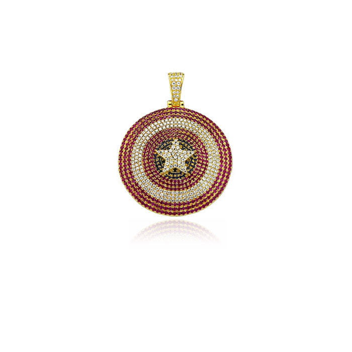 Captain America shield pendant necklace chain ifandco diamond