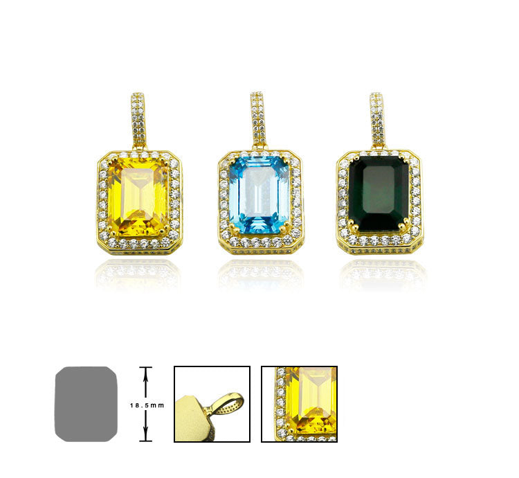 affordable hip hop jewelry gemstone pendant necklace free chain