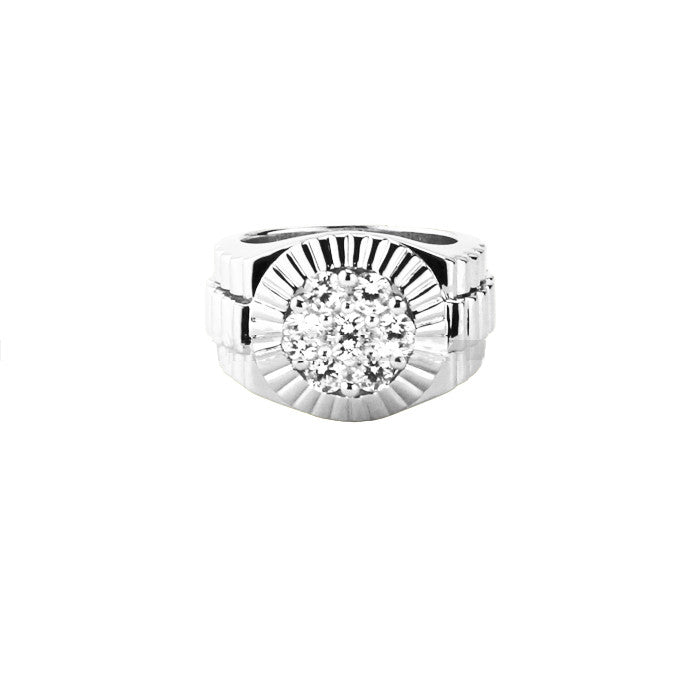 Silver Presidential Ring with 7 round diamonds