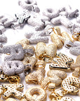 Custom Bubble Letters Initial White Gold Finish A-Z Alphabet Full Iced Out 14k