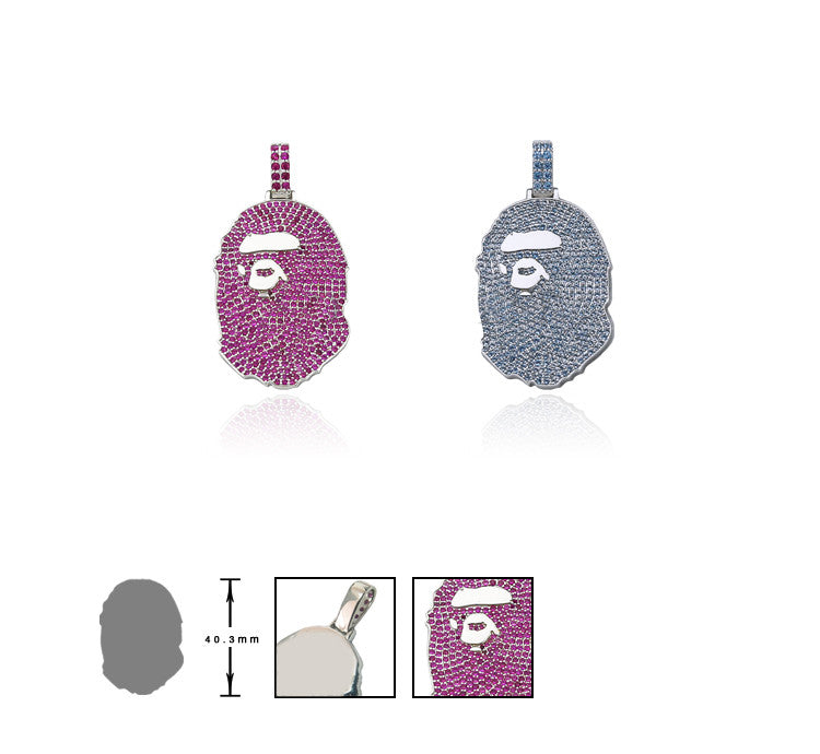 bape bathing ape head pendant blue