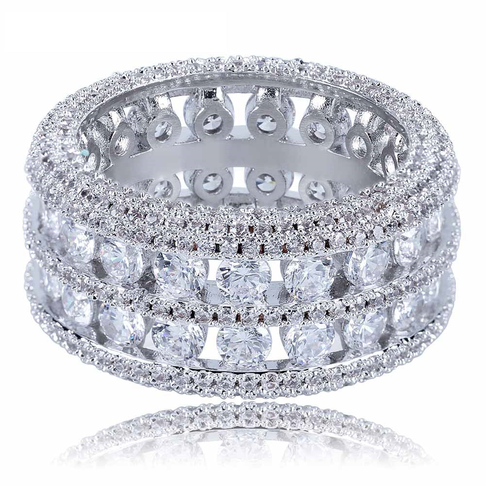 Round stone Majestic Ring fully iced out ring diamond eternity affordable high end ring jewelry