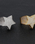 Migos star ring fully iced out 3D White gold SILVER men ring affordable jewelry