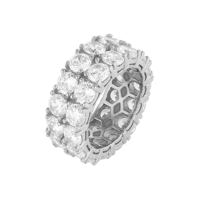 Round stone fully iced out ring diamond eternity affordable high end ring jewelry