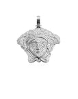 Silver Iced out Medusa Pendant