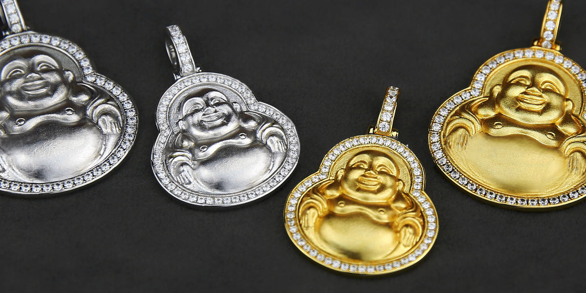 Nano laughing buddha pendant necklace chain