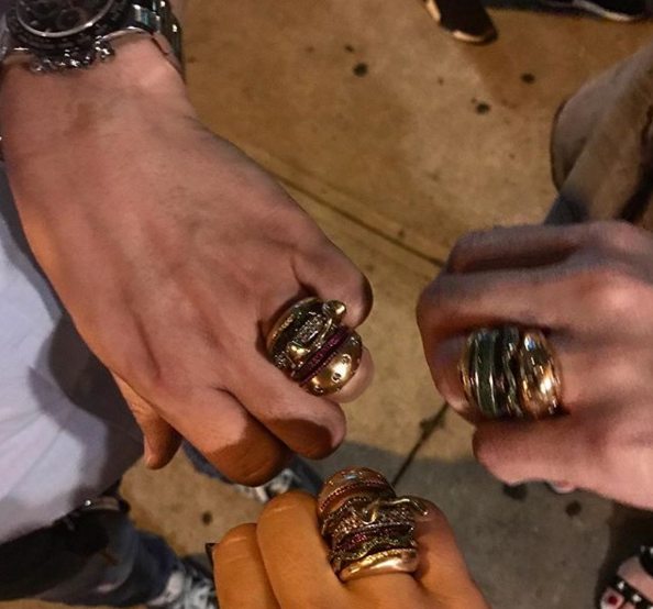 hamburger rings as seen on Nigo in multicolored vvs diamond ifandco 