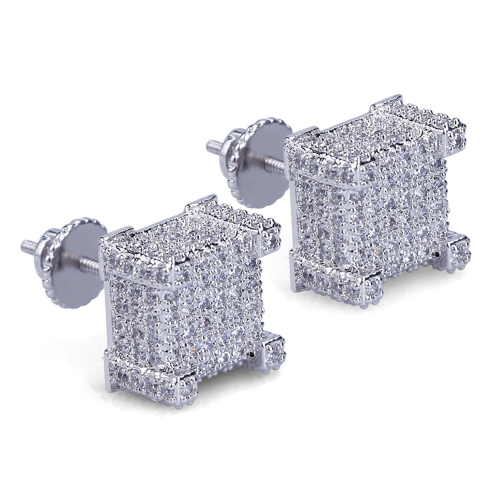 affordable hip hop jewelry bling diamond vvs micro pave earrings