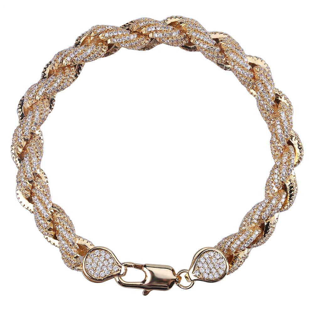 Iced Out Rope link Bracelet 8mm