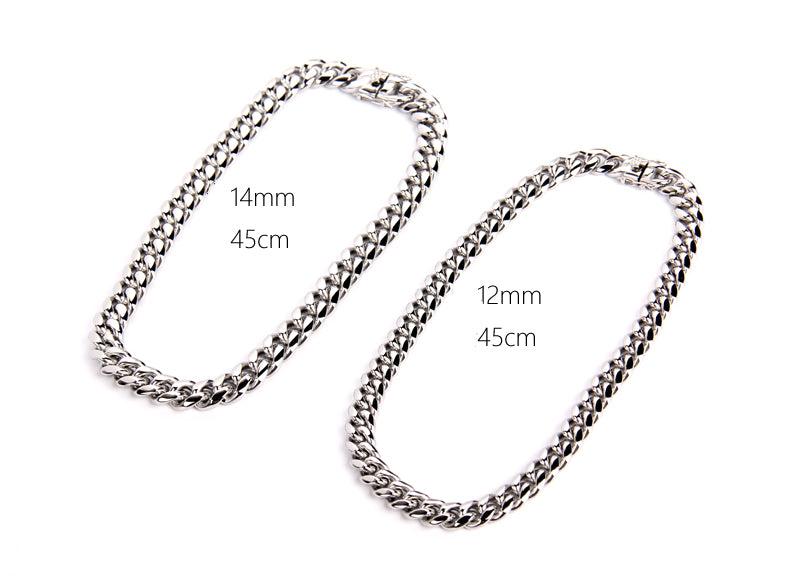 Plain Cuban link chain - White Gold