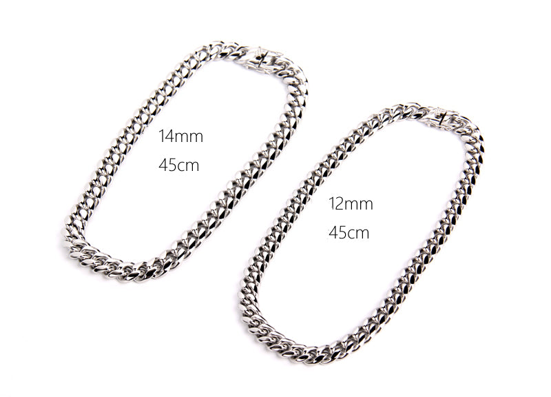 11mm Enamel cuban link necklace chain White/Silver – Bijouterie Gonin