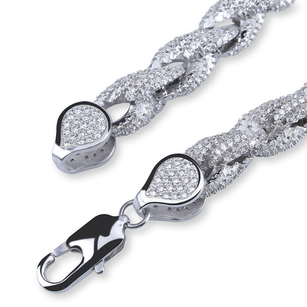 Iced Out Rope link Bracelet 8mm