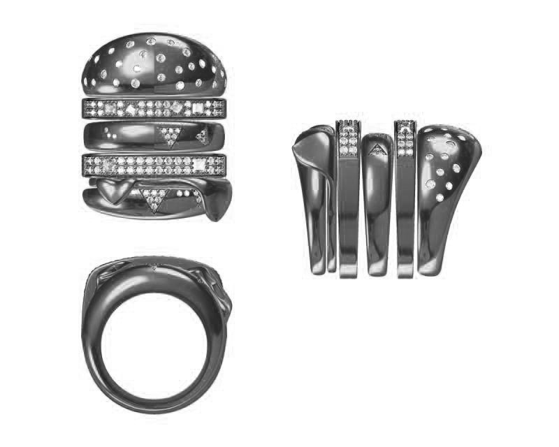 hamburger ring as seen on Nigo in multicolored vvs diamond ifandco 