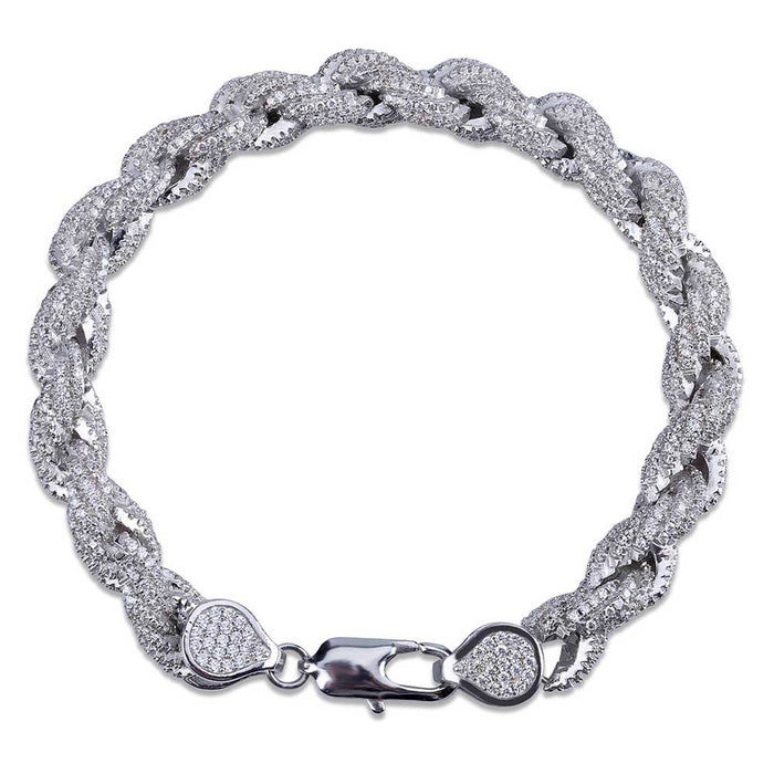 Iced Out Rope link Bracelet 8mm