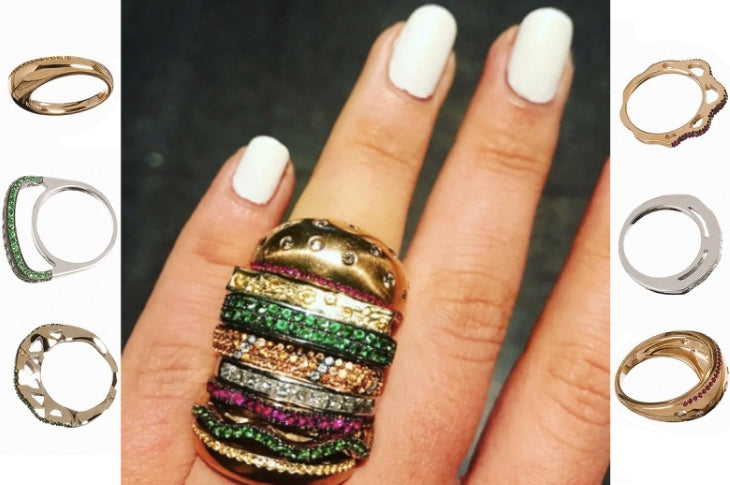 hamburger rings as seen on Nigo in multicolored vvs diamond ifandco 