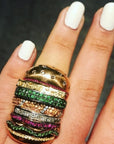 hamburger rings as seen on Nigo in multicolored vvs diamond ifandco 