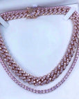 4MM Solitaire Pink Simulated Diamonds Tennis Chain ifandco kylie jenner cardi b shopgld 