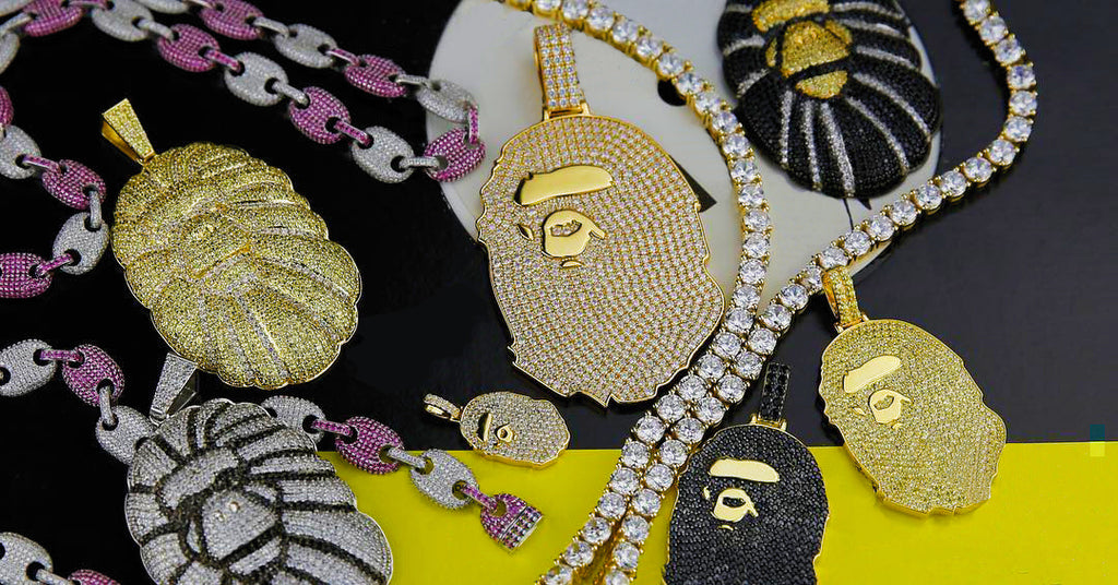 Custom Nigo Vintage Bape Pendant & Necklace with Matching Chain - Gold